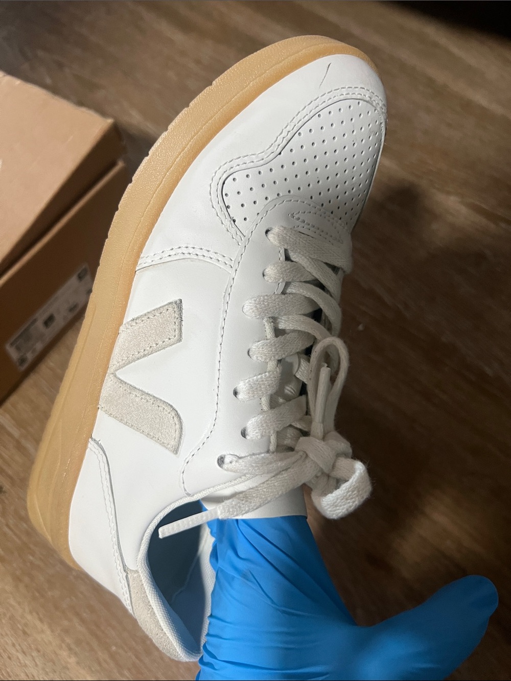 White Women’s Sneakers with Gum Sole - Picture 3 of 7
